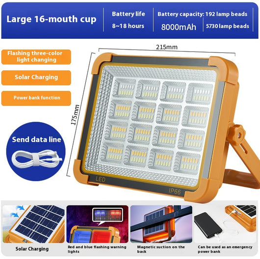 Lámpara Solar Portátil de Emergencia 5 en 1 para Camping y Exteriores - Image 8