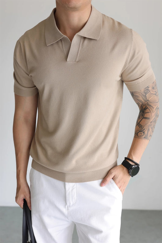 Suéter Tipo Polo de Seda Helada para Hombre - Diseño Sofisticado y Fresco - Image 21