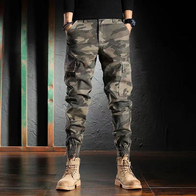 Pantalones de Trabajo Camuflaje Sueltos con Puño en Tobillo para Hombre