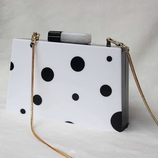 Bolso de Noche Elegante con Lunares Blanco y Negro - Estilo Europeo - Image 3