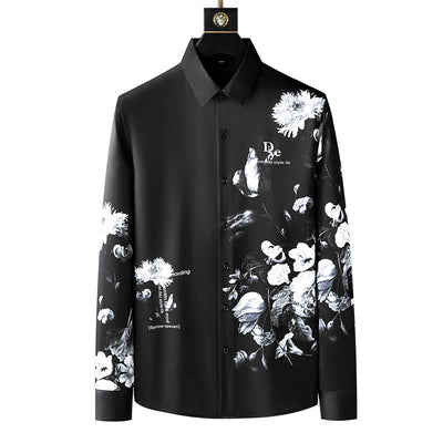 Camisa Slim Fit para Hombre con Estampado de Pintura Artística - Image 3