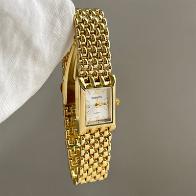 Reloj Rectangular de Cuarzo Dorado con Pulsera de Acero para Mujer - Image 2