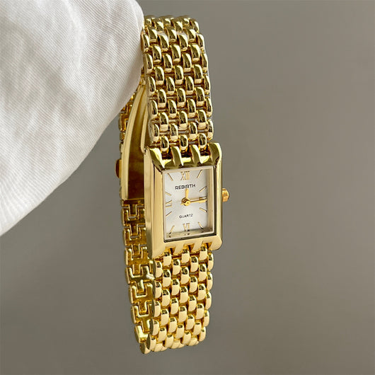 Reloj Rectangular de Cuarzo Dorado con Pulsera de Acero para Mujer - Image 2