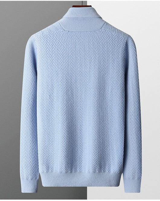 Suéter de Cuello Solapa en Cashmere Puro para Hombre - Invierno - Image 10