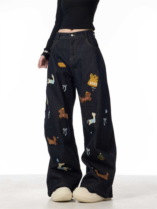 Pantalones Jeans Anchos Patchwork Salchicha Mujer - Casual y Cómodo - Image 4