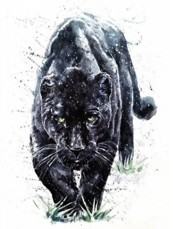 Pintura de Diamantes 5D - Pantera Negra Acuarela