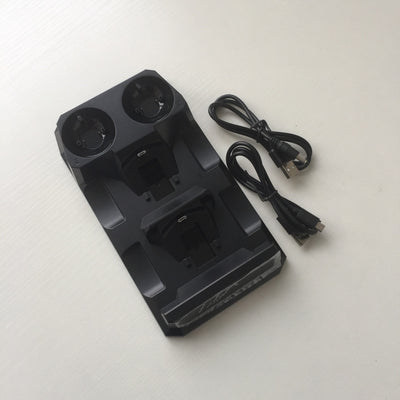 Black multifunctional charging dock for PS4 and PS Move controllers with USB cable and charging indicators. - Image 6