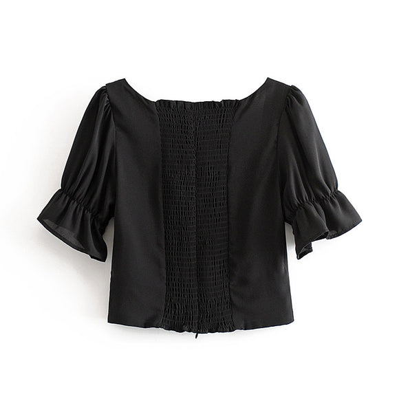 Blusa Corta de Gasa Ligera