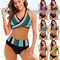 Bikini Playero Tie-Dye con Diseño Hueco y Rayas Moderno