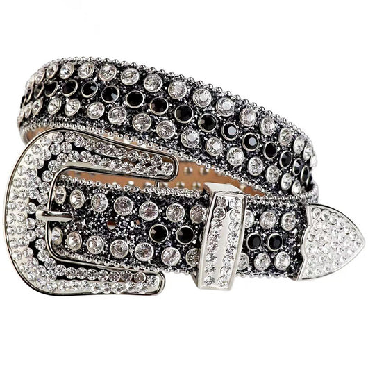 Cinturón de Aleación con Hebilla de Remaches y Cristales Brillantes para Mujer - Image 3