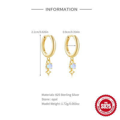 Aretes de Plata Esterlina S925 con Ópalo Azul y Diamantes - Diseño Europeo - Image 5