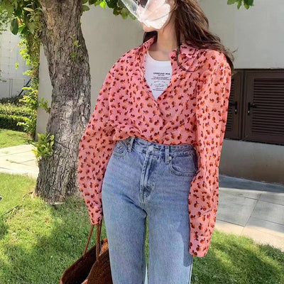 Blusa Floral Romántica de Solapa y Manga Larga para Mujer - Image 9
