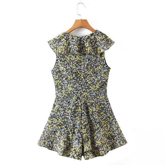 Jumpsuit Chiffon Cuello Lotus sin Mangas con Escote V - Diseño Versátil - Image 2