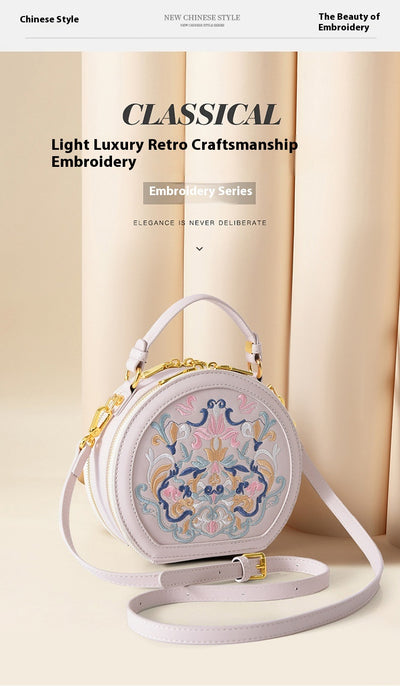 Bolso Bandolera Redondo Estilo Nacional Pequeño para Lectores Conscientes - Image 22