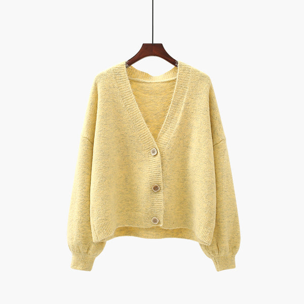 Cardigan cuello V con mangas farol