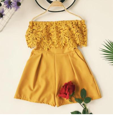 Jumpsuit Elegante Palabra de Honor con Encaje Soluble y Cintura Alta - Image 6