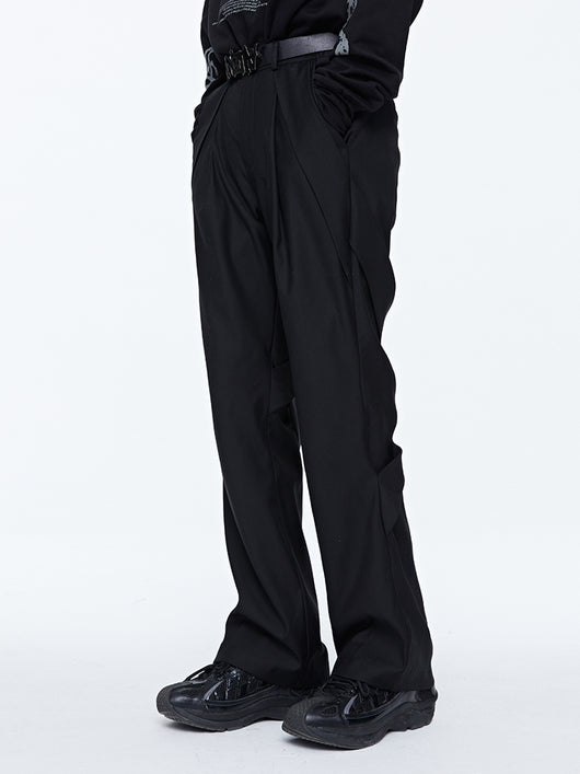 Pantalones Rectos Acampanados con Drapeado Casual - Image 3