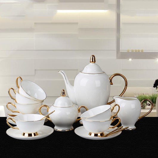 Juego de Taza y Platillo de Porcelana Fina con Detalles Dorados para Té de la Tarde - Image 9