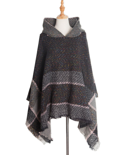 Poncho Capa Sudadera con Capucha Patrón Espina de Pez para Mujer - Image 12