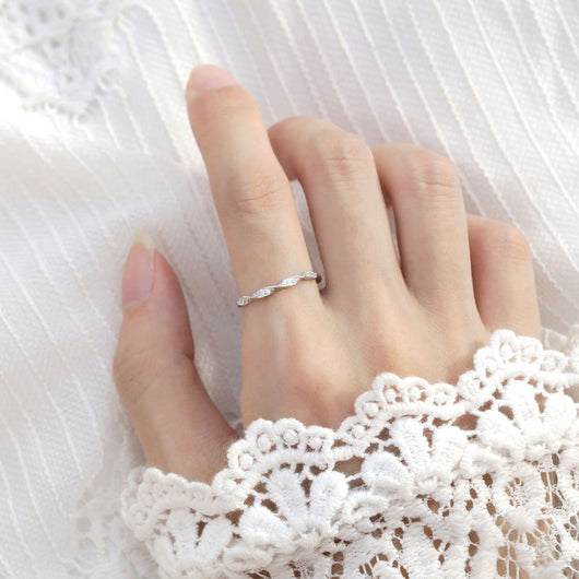 Anillo de Plata Esterlina 925 Retorcido con Diamante para Mujer - Image 8