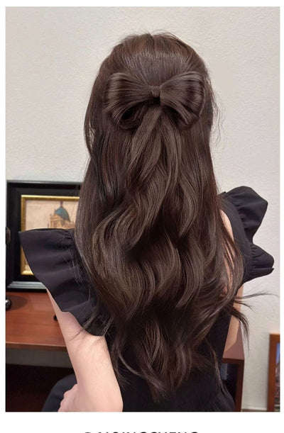 Peluca Larga con Trenza y Moño - Peinado Versátil de Cabello Sintético - Image 12