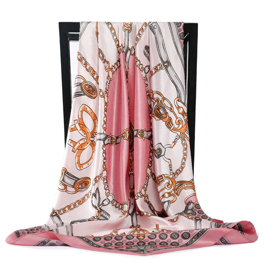 Abanico Retro Plegable 90cm con Pañuelo de Seda Simulada para Damas - Image 5