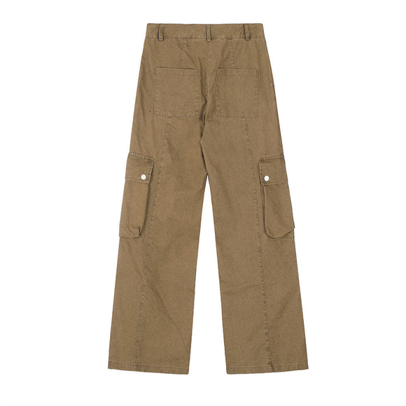 Calça Cargo Masculina Solta Estilo Punk Rasgada