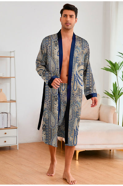 Bata Estampada para Hombre con Mangas Largas y Pantalón Corto - Image 16