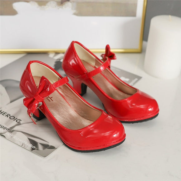 Tacones Altos Brillantes con Moño para Niñas
