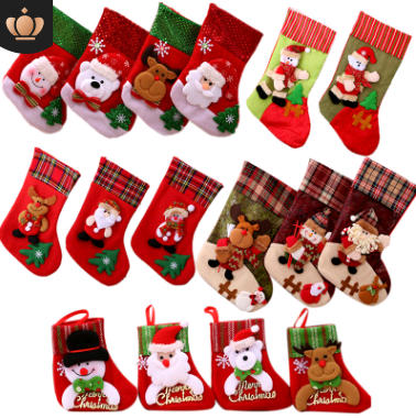 Set de Calcetines Navideños con Adornos Santa y Árbol - Bolsa de Regalo