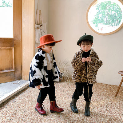 Chaqueta Estampado Leopardo con Cuello Alto para Niños y Niñas