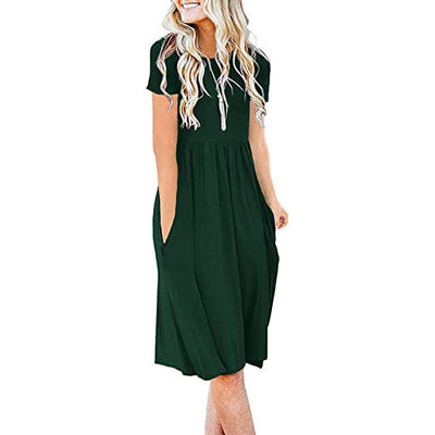 Vestido Holgado de Cuello Redondo y Manga Corta - Image 17