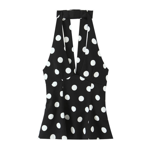 Blusa Elegante con Lunares y Escote Halter