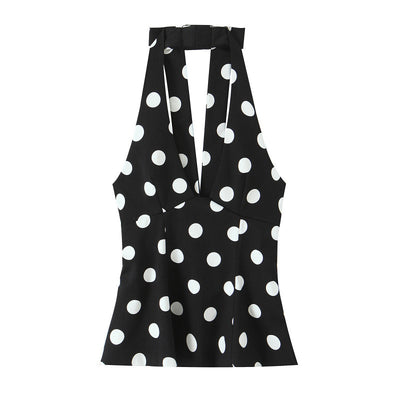 Blusa Elegante con Lunares y Escote Halter