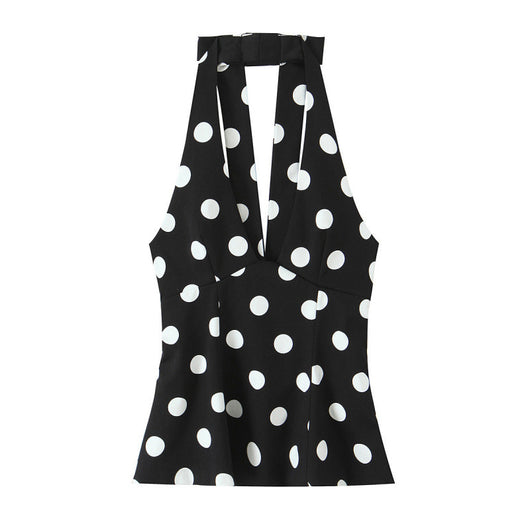 Blusa Elegante con Lunares y Escote Halter