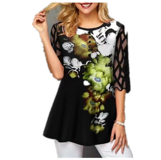 Playera de Cuello Redondo con Encaje Estampado - Image 9