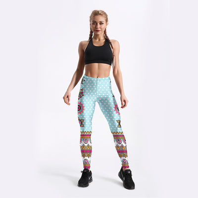 Leggings Deportivos Mandala Estrella Turquesa para Yoga - Image 3