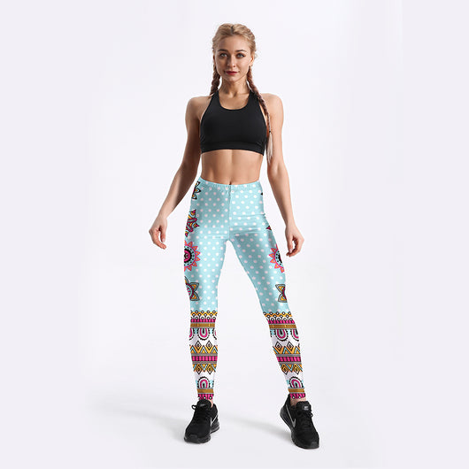 Leggings Deportivos Mandala Estrella Turquesa para Yoga - Image 3
