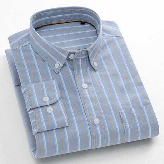 Camisa Oxford de Algodón a Rayas Antirruga para Hombre - Image 12