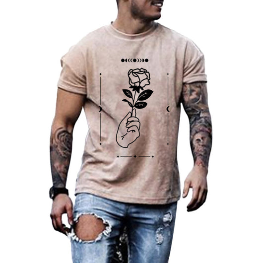 Camiseta Oversize para Hombre Estampado Rosas Cuello Redondo - Image 8