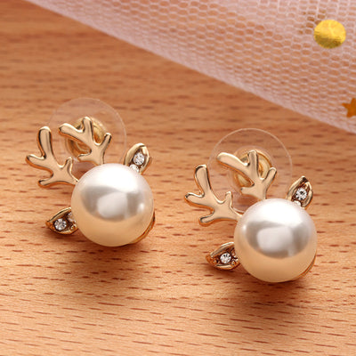 Aretes Navideños de Perla con Astas de Reno - Image 4
