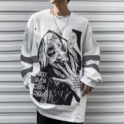 Playera Gótica de Manga Larga Estampada para Hombre