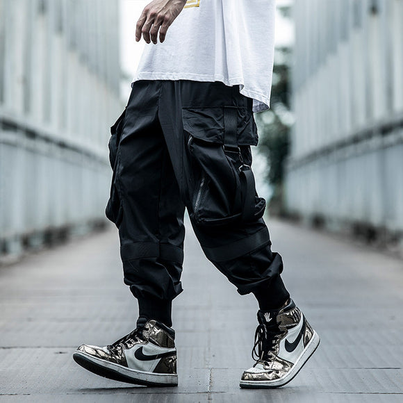 Pantalones Funcionales Verano Hombre Estilo Hip-Hop con Bolsillos Amplios