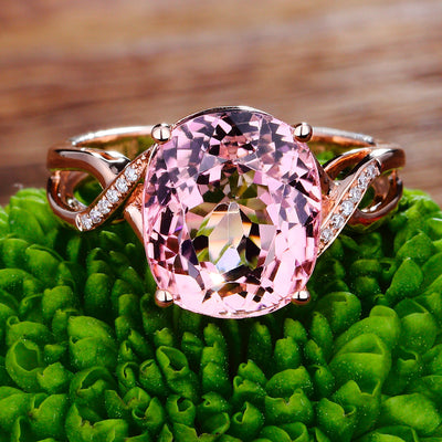 Anillo de Turmalina con Cristal Rosa y Circonitas - Diseño de Moda Europeo - Image 3