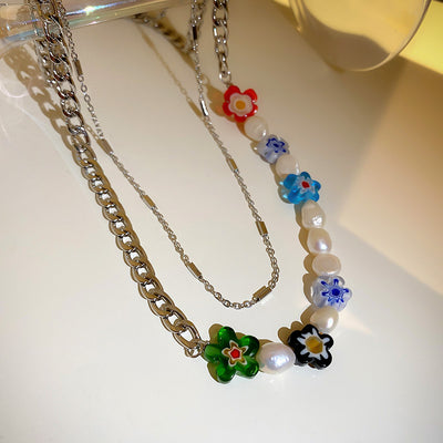 Collar de Perlas de Agua Dulce con Flores Coloridas - Image 5
