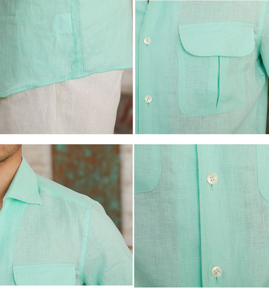 Camisa Retro de Lino Puro Transpirable Manga Larga para Hombre - Image 15