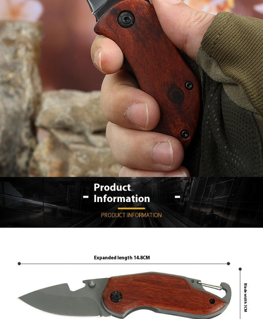 Cuchillo Plegable de Acero Inoxidable Portátil con Llavero - Image 10