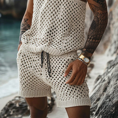 Conjunto Casual con Patrón Vertical - Camisa Slim Fit Manga Corta y Shorts - Image 10