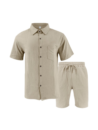 Camisa de Lino Transpirable Manga Corta para Playa - Image 28