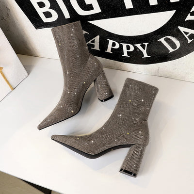 Botas de Tacón Alto con Pedrería y Punta Afilada para Mujer - Image 5
